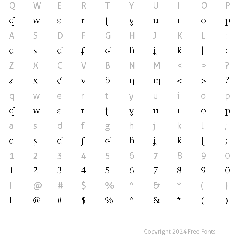 Character Map of Phonetica Regular