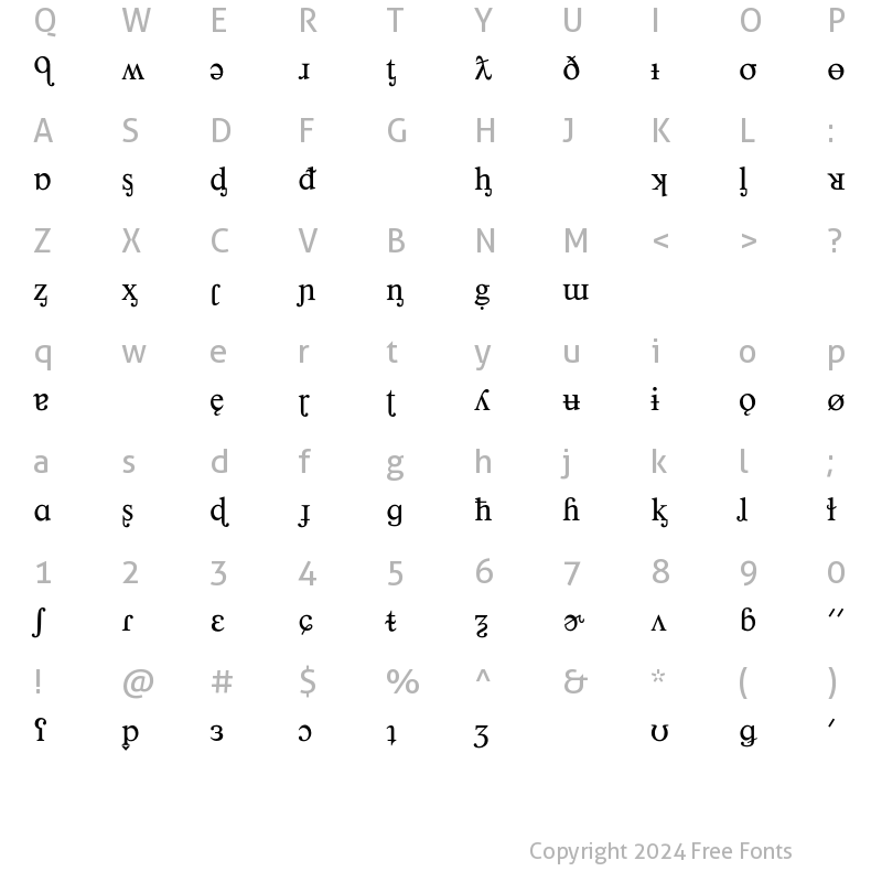 Character Map of Phonetics P01 Regular