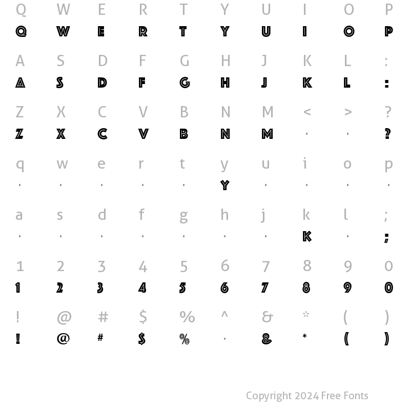 Character Map of PhosphateInline Roman