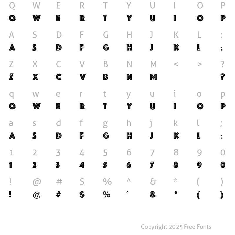 Character Map of Phosphor CG Regular