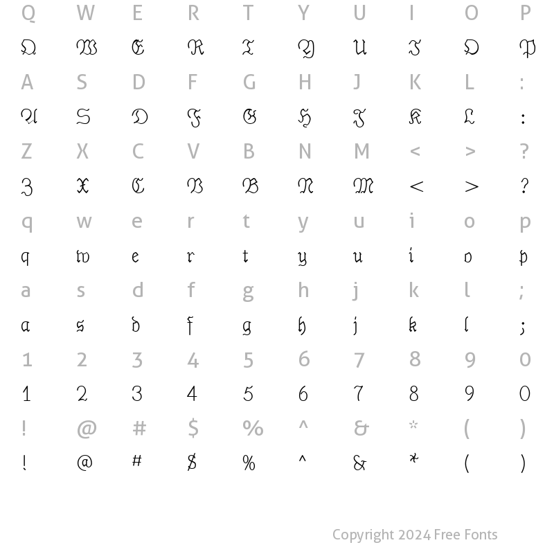 Character Map of PhrackSle Plain