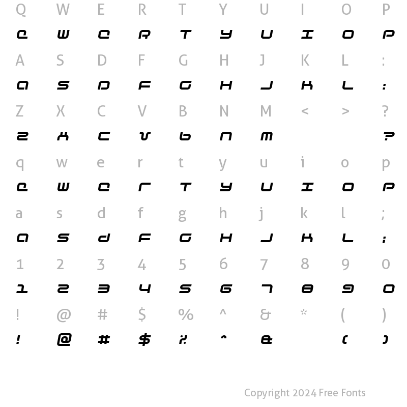 Character Map of Phutura Italic