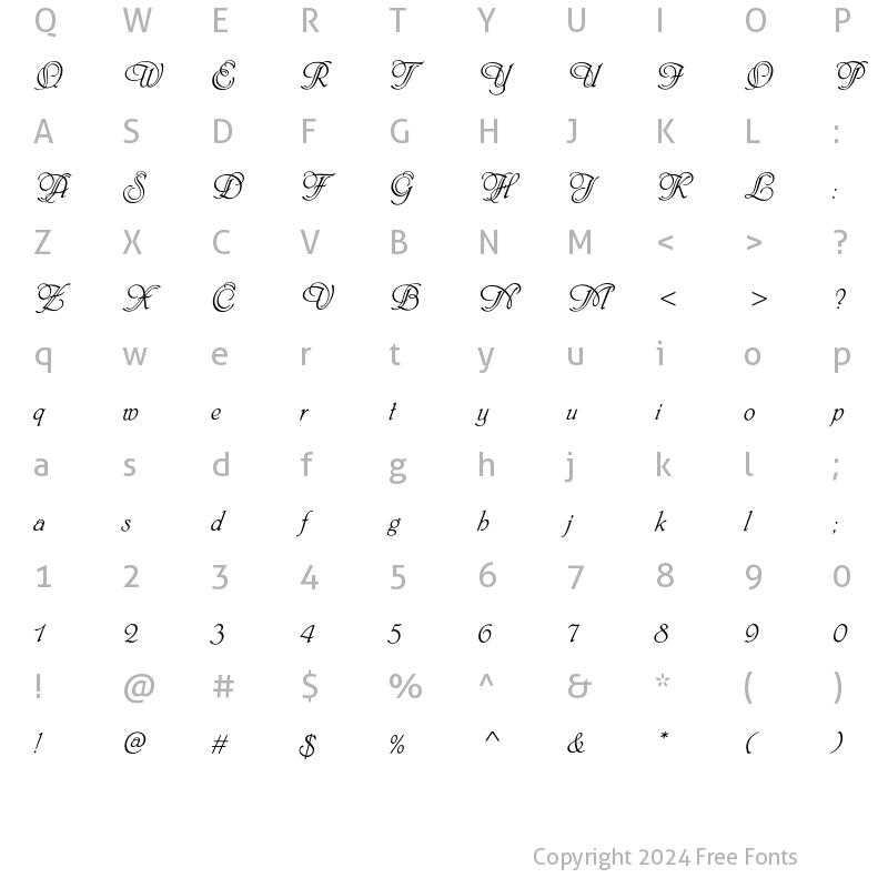 Character Map of PhyllisEF-Initials Regular