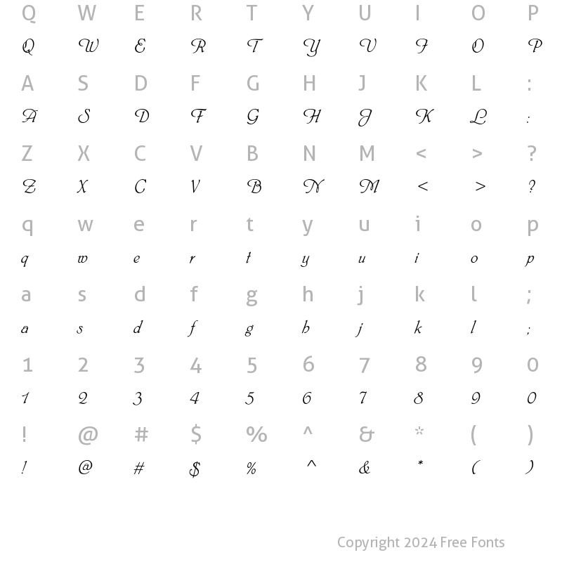 Character Map of PhyllisEF Regular