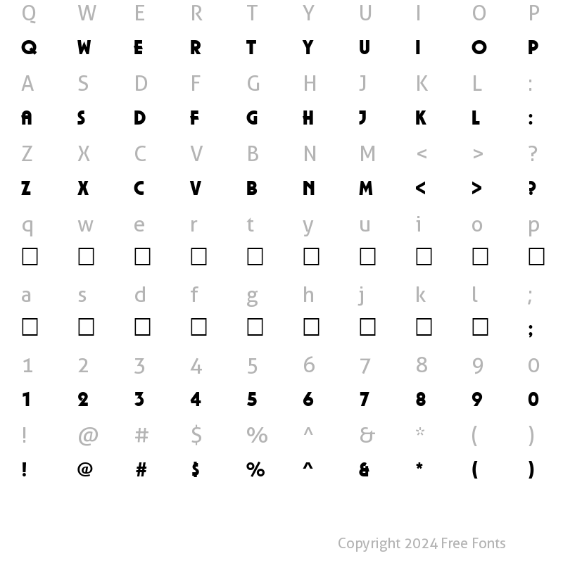 Character Map of Piazza Bold