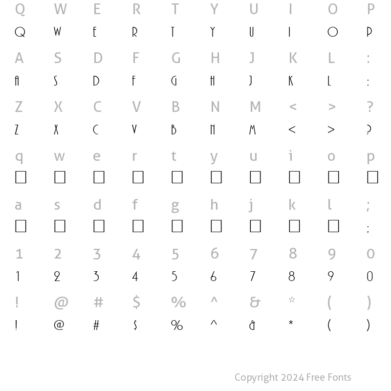 Character Map of Piazza Regular