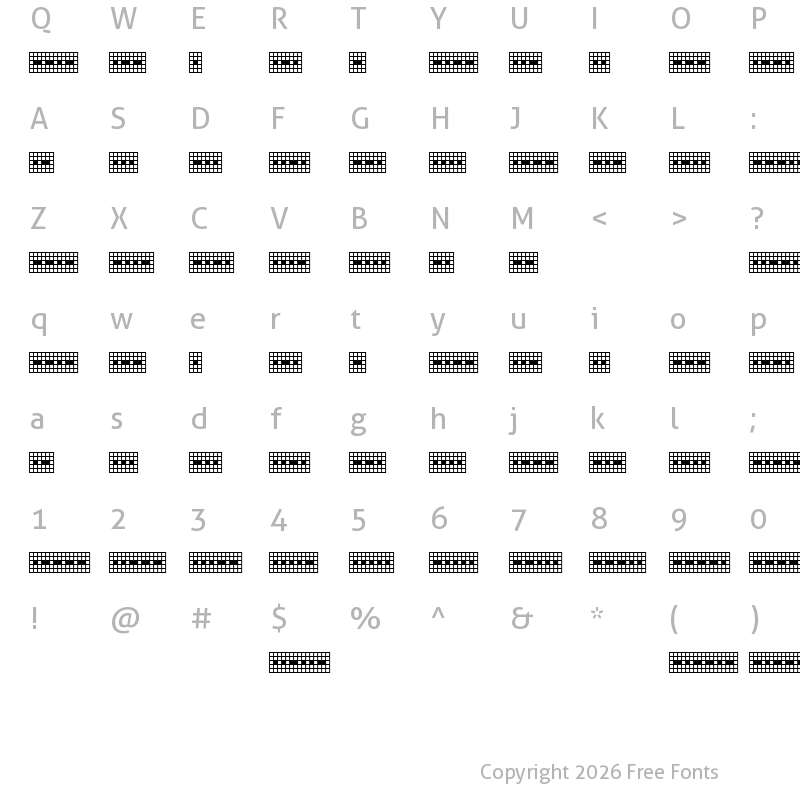 Character Map of Pica Hole - 1890 Morse Regular