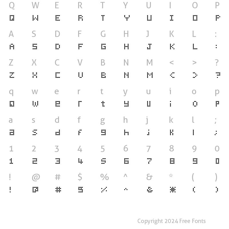 Character Map of Pica Hole - ABS Regular