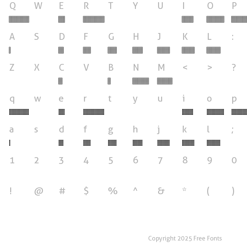 Character Map of Pica Hole - Grids Regular