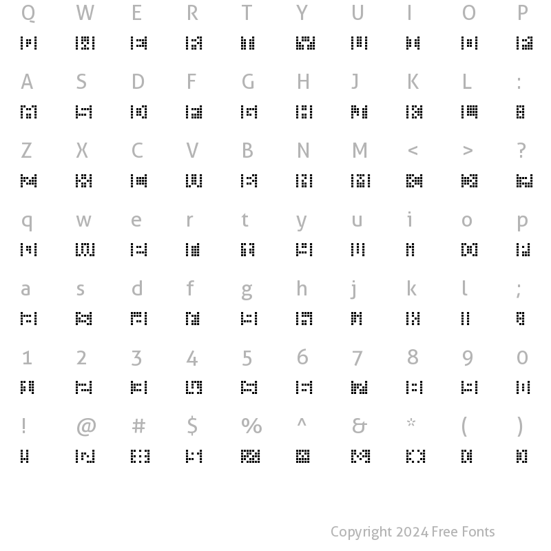 Character Map of Pica Hole - MRST Regular