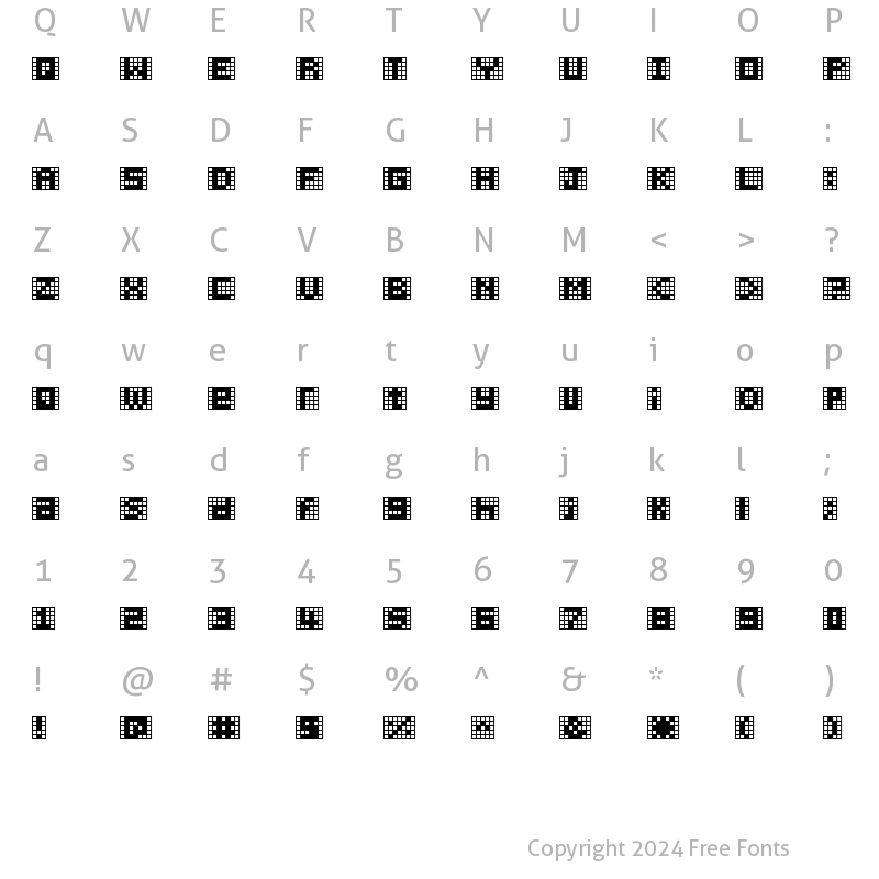 Character Map of Pica Hole - MRT Regular