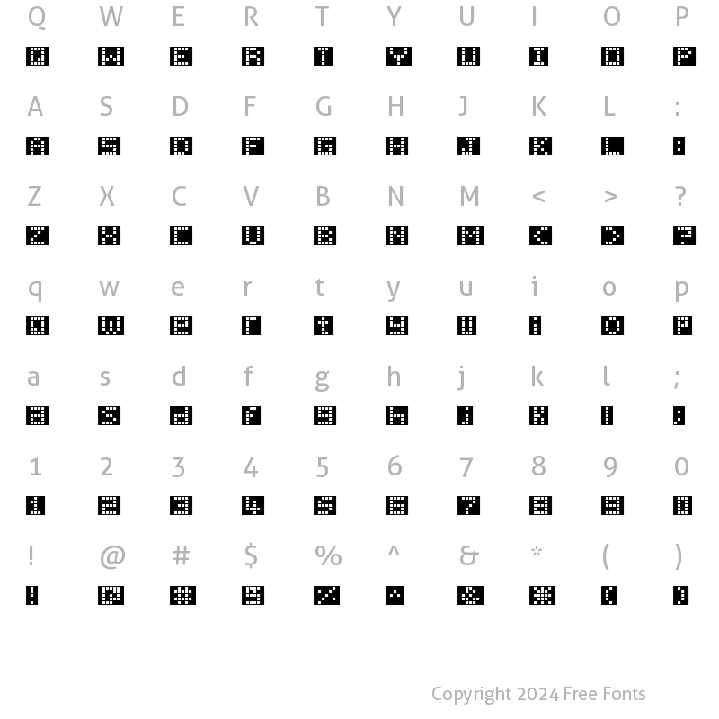 Character Map of Pica Hole - XPL Regular