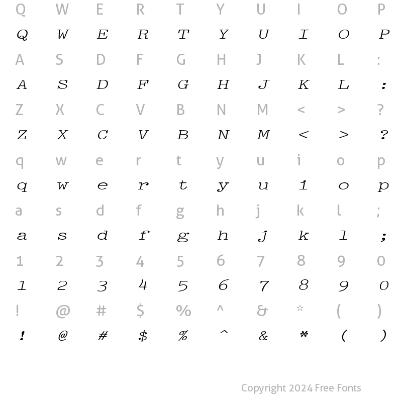 Character Map of PicaExtended Italic