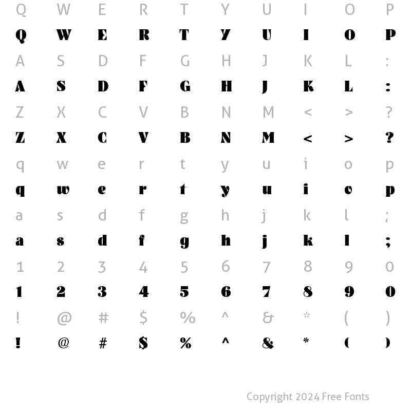 Character Map of Pickwick Regular