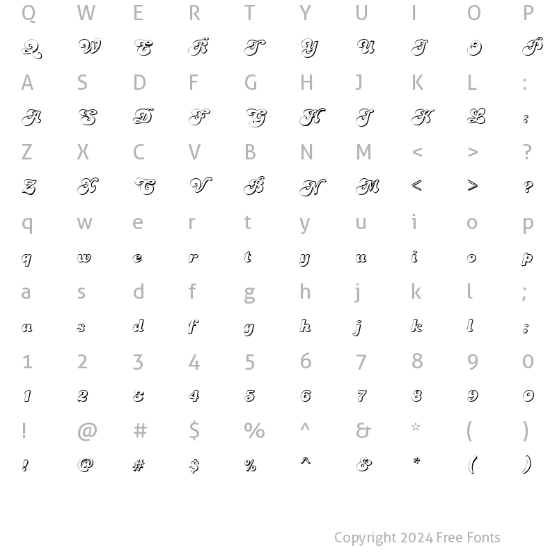 Character Map of Picobello Regular