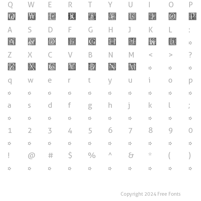 Character Map of Picto Glyphs Regular