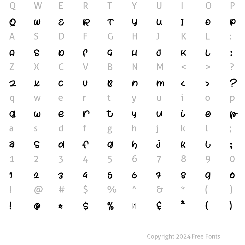 Character Map of Piece of Cake Regular