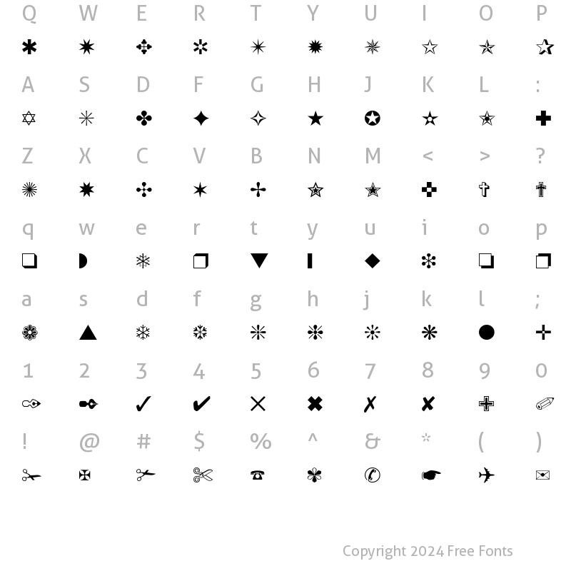 Character Map of Pierre Dingbats Regular