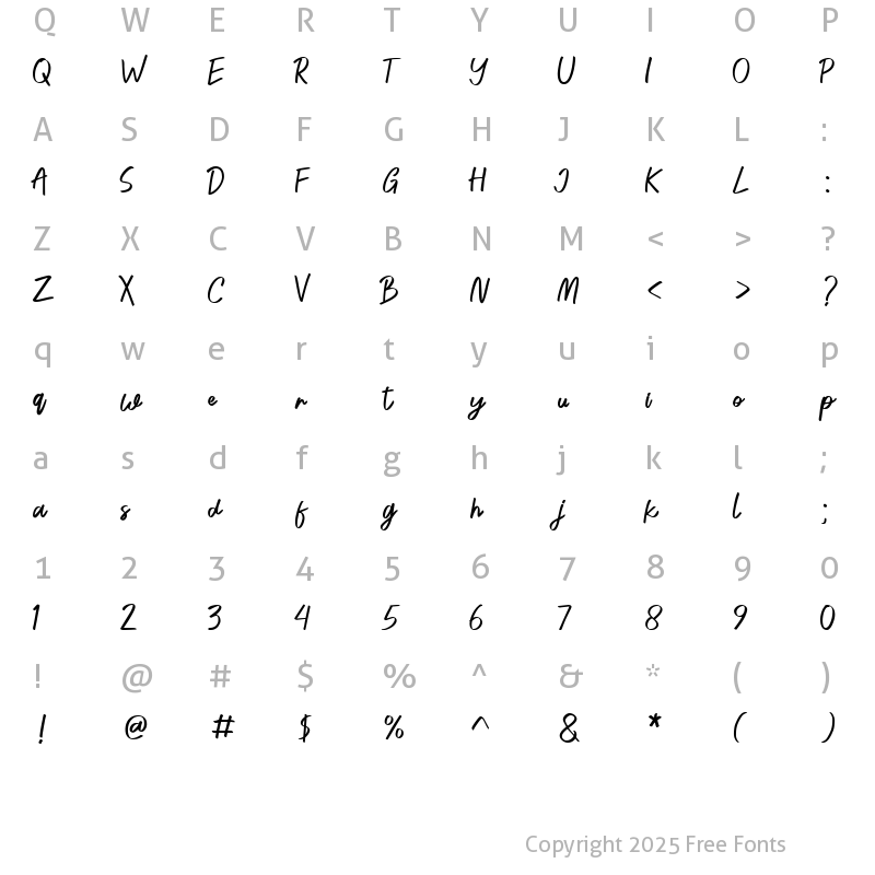 Character Map of Piledrive Walts Regular