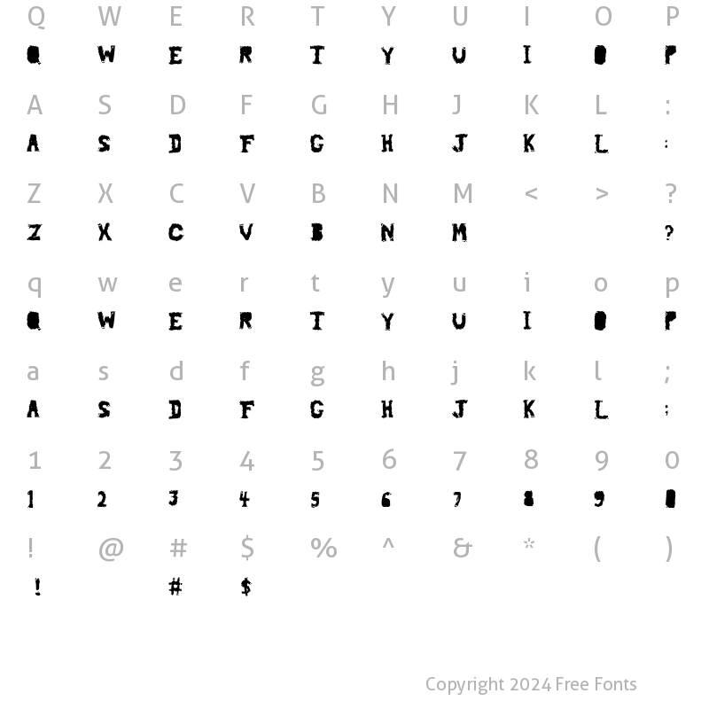 Character Map of piledriver Regular