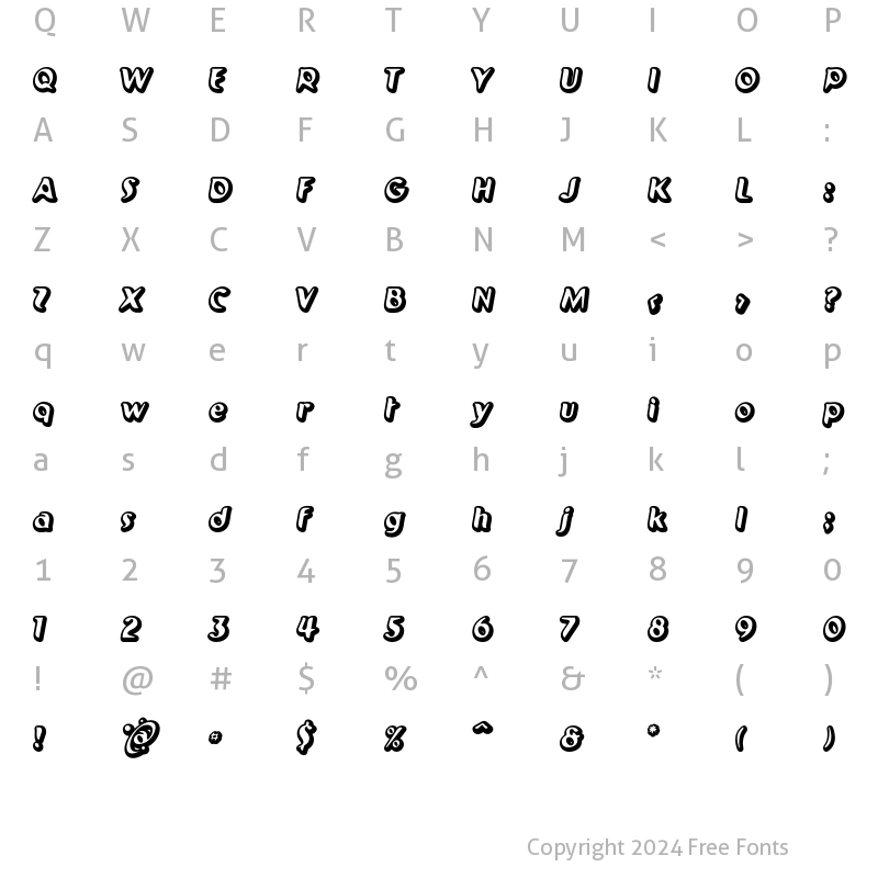 Character Map of Pilot OuterSpace Regular