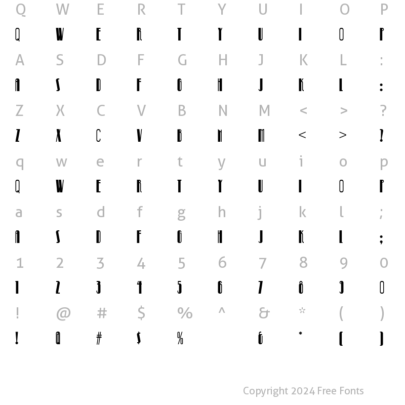 Character Map of Pinball Whiz NF Regular