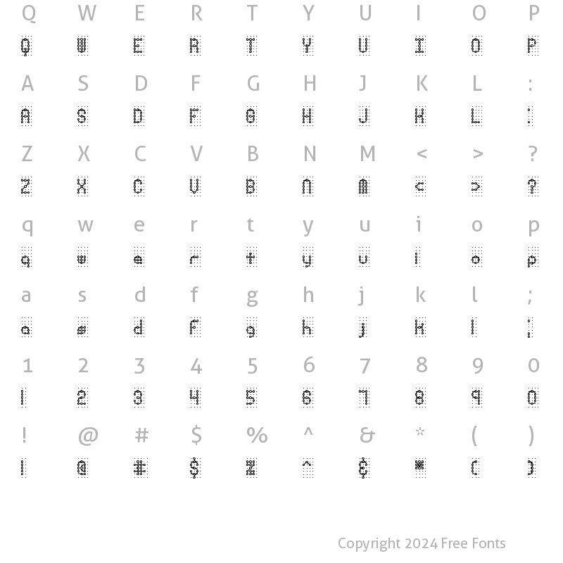 Character Map of Pindown Plain BRK Normal