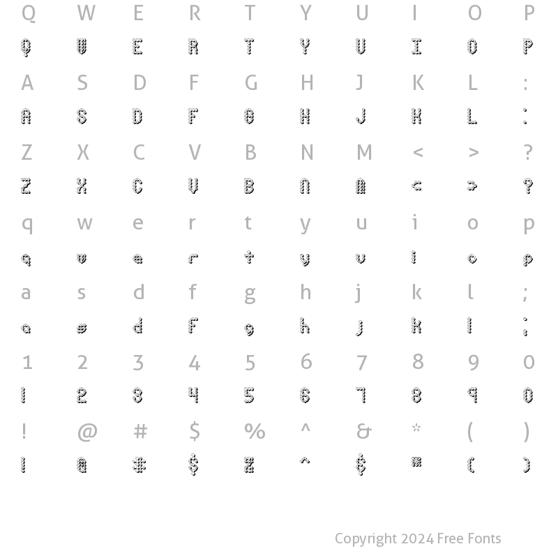 Character Map of Pindown X BRK Normal