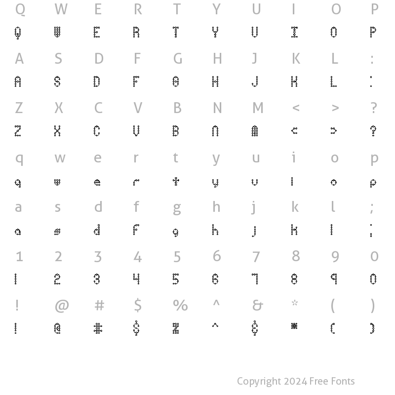 Character Map of Pindown X Plain BRK Normal