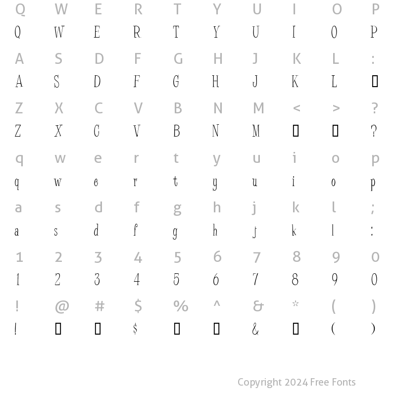 Character Map of Pine Casual Regular