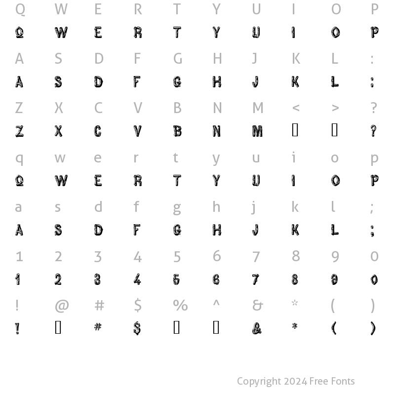 Character Map of Pinewood Regular