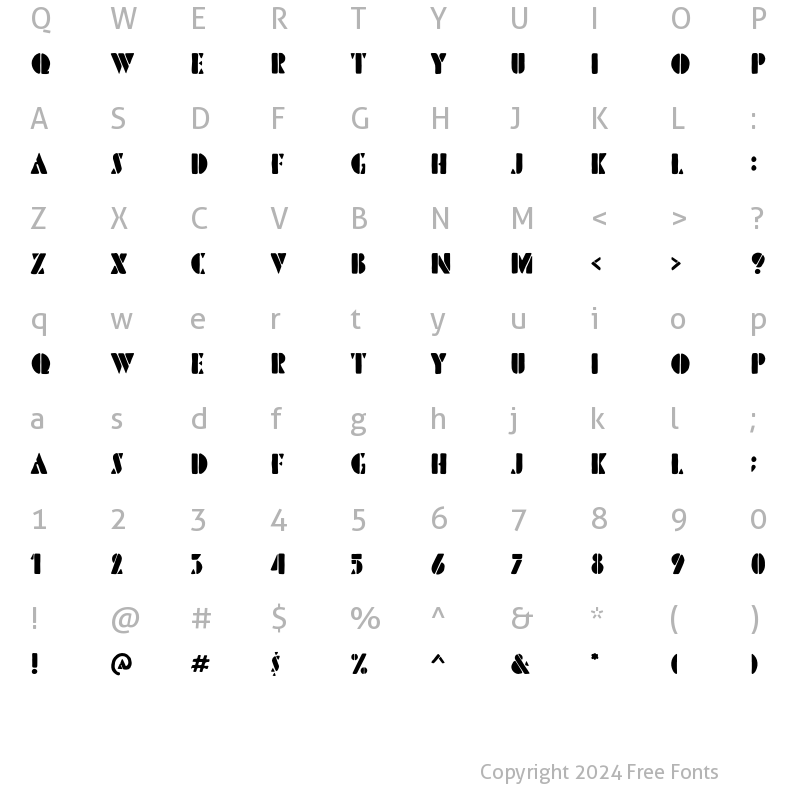 Character Map of Pinmold Rough Regular