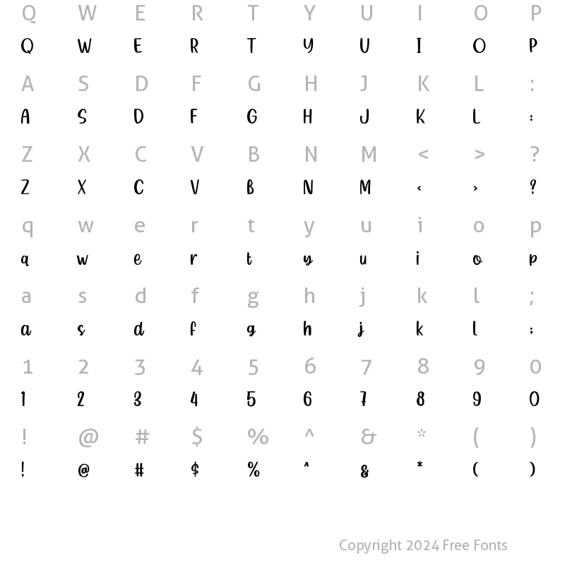 Character Map of Pintersan Regular