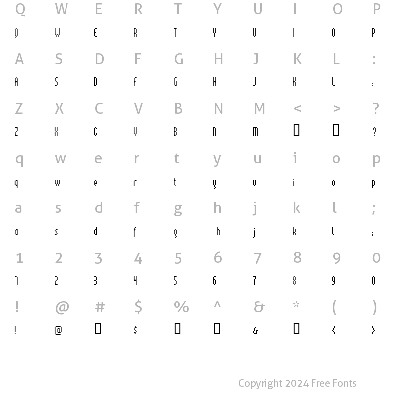 Character Map of pinx Regular