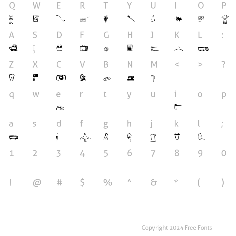 Character Map of PinxitPrivateLL Regular