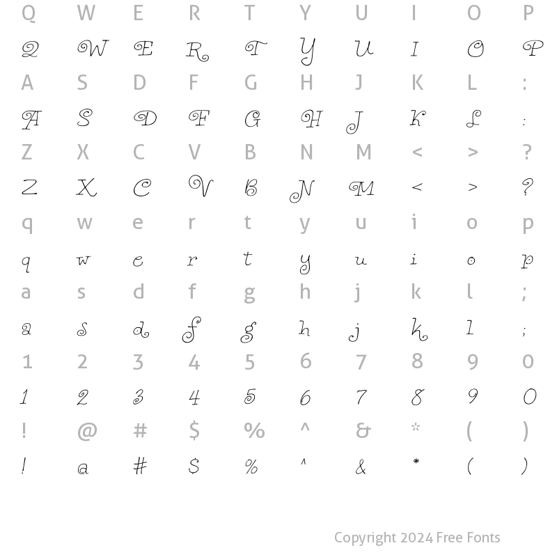 Character Map of Piquant 1 Italic