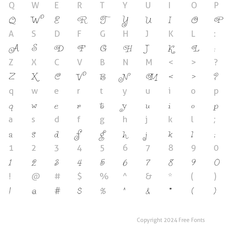 Character Map of Piquant 3 Italic