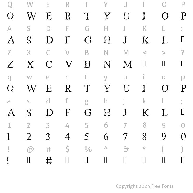 Character Map of Piracy Regular