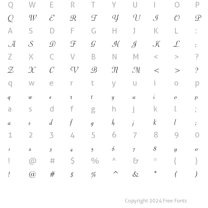 Character Map of Piranesi Italic Regular