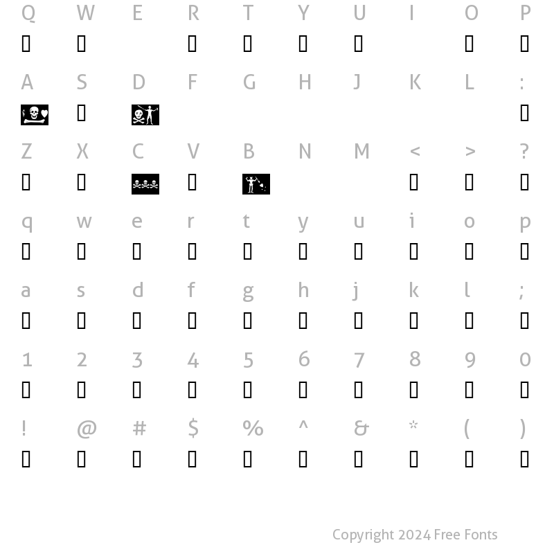 Character Map of Pirate Flags SAMPLE Regular