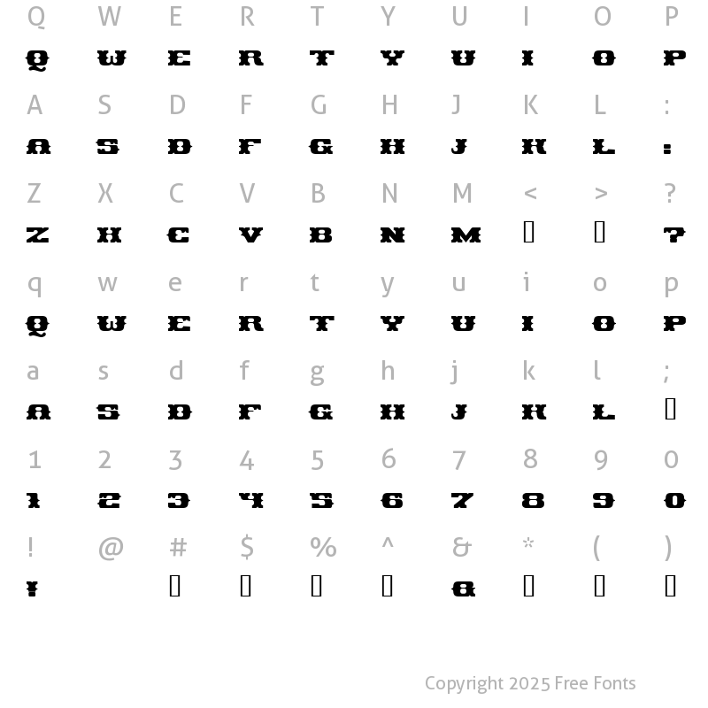 Character Map of Pirates Gold Regular