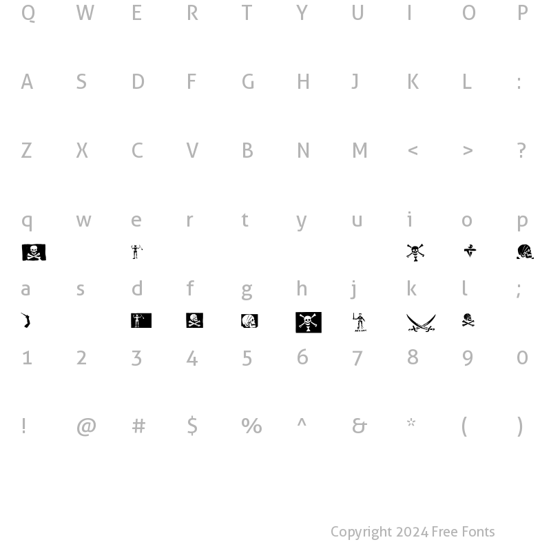 Character Map of pirates pw Regular