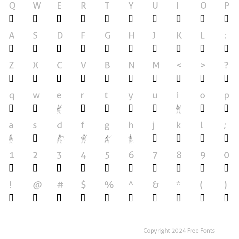 Character Map of Pirates1 Regular