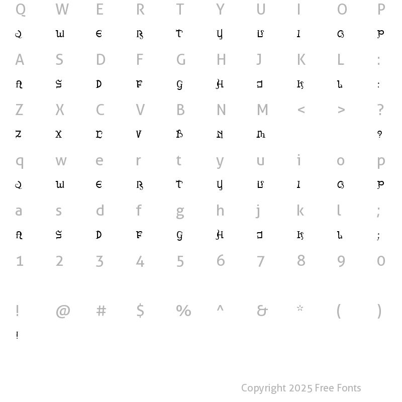 Character Map of PiratesDrake Regular