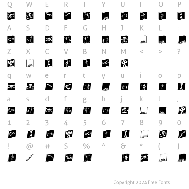 Character Map of PiratsSymbolsArtefacts Regular