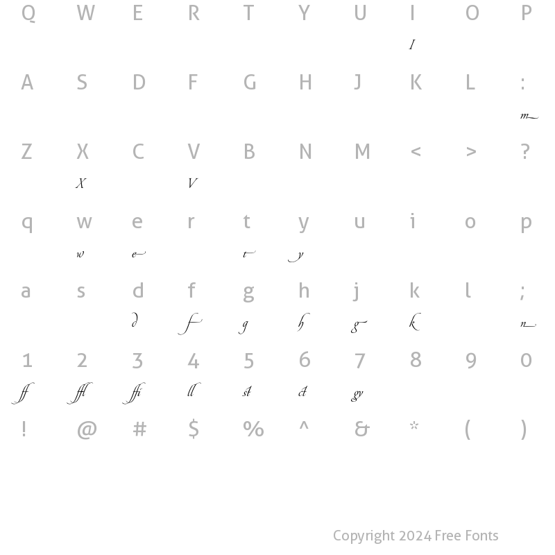 Character Map of Pirouette LT Std Alternate