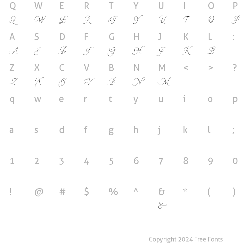 Character Map of Pirouette LT Std Separate 2