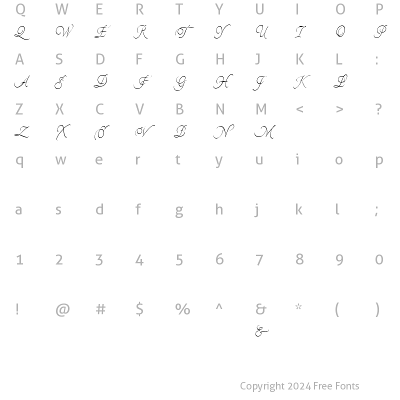 Character Map of Pirouette LT Std Separate 2 Regular