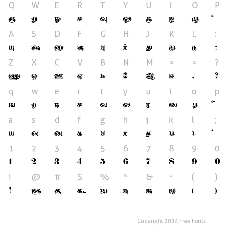 Character Map of Pirunthavanam Regular