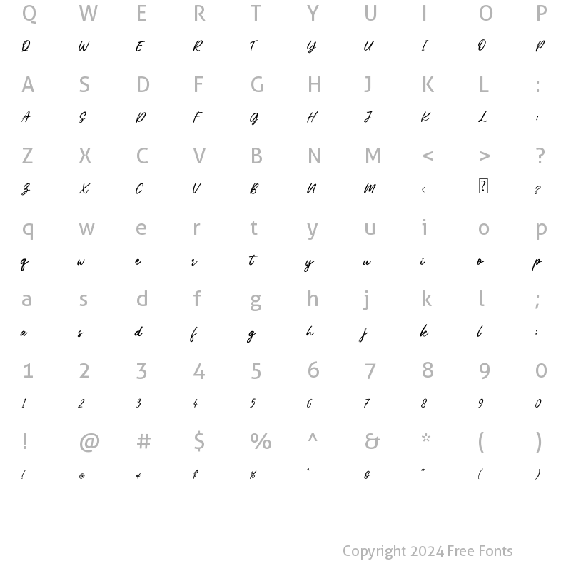 Character Map of Pitchey Bloom Regular